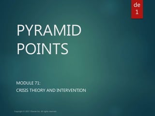 PYRAMID
POINTS
MODULE 71:
CRISIS THEORY AND INTERVENTION
de
1
 