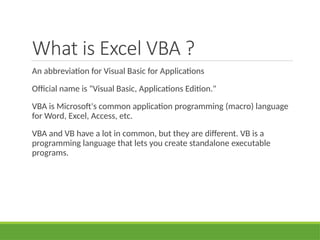 Comprehensive Guide to Excel VBA Macros for Petroleum Engineering | PPTX