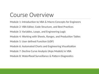 Comprehensive Guide to Excel VBA Macros for Petroleum Engineering | PPTX