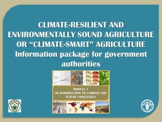CLIMATE-RESILIENT AND
ENVIRONMENTALLY SOUND AGRICULTURE
OR “CLIMATE-SMART” AGRICULTURE
Information package for government
authorities
 