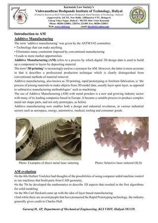 Additive Manufacturing (15ME82)-Module 1 | PDF