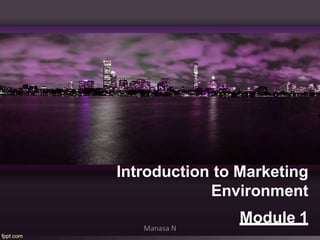 Introduction to Marketing
Environment
Module 1
Manasa N
 