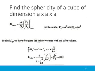 Find the sphericity of a cube of
dimension a x a x a
14
 