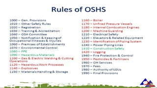 Osh Code List Mandatory 8hours OSH training company Safety | PPTX