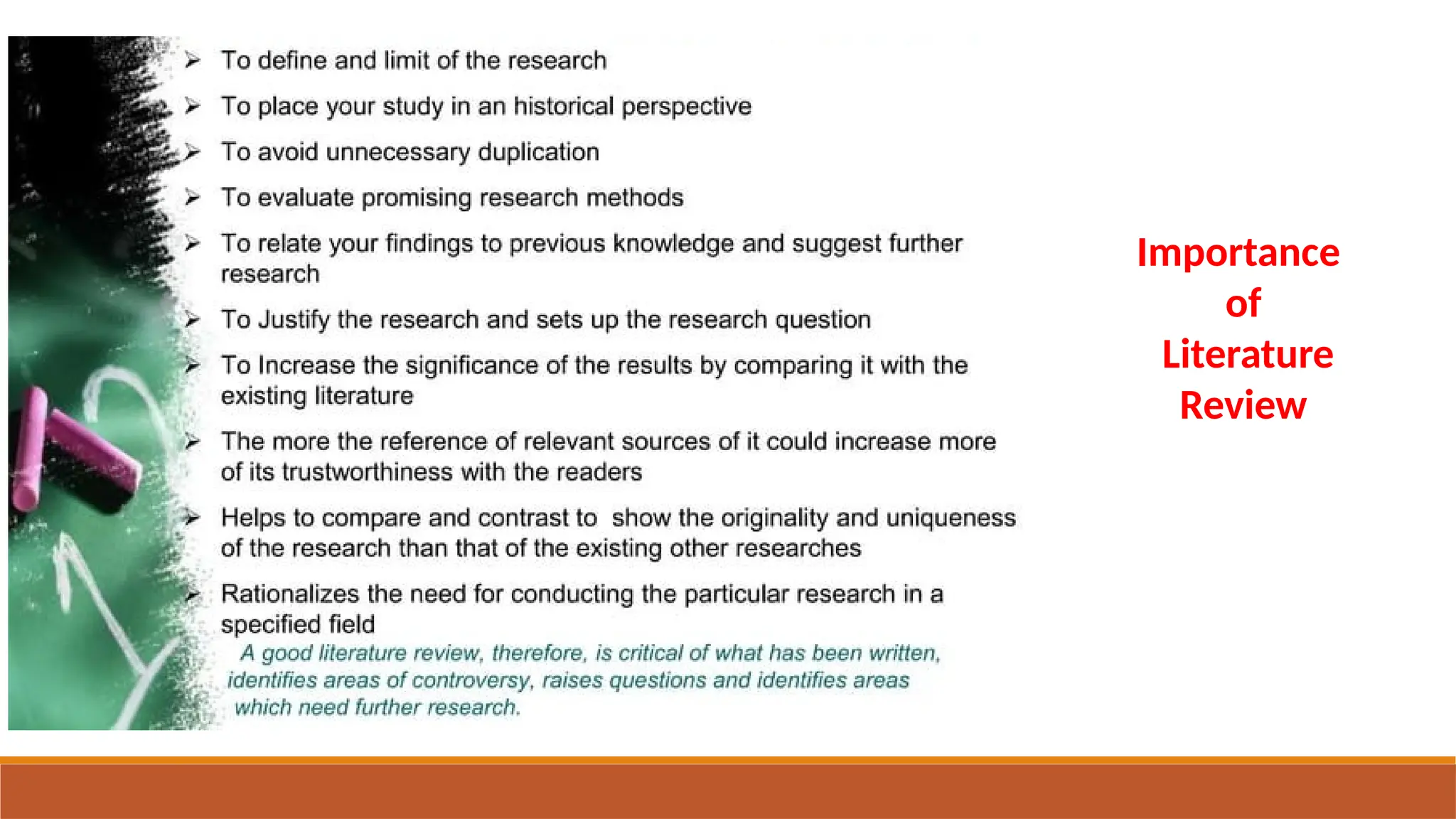 Importance
of
Literature
Review
 