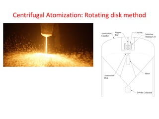 Centrifugal Atomization: Rotating disk method
 