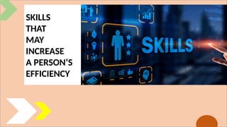 SKILLS
THAT
MAY
INCREASE
A PERSON’S
EFFICIENCY
 