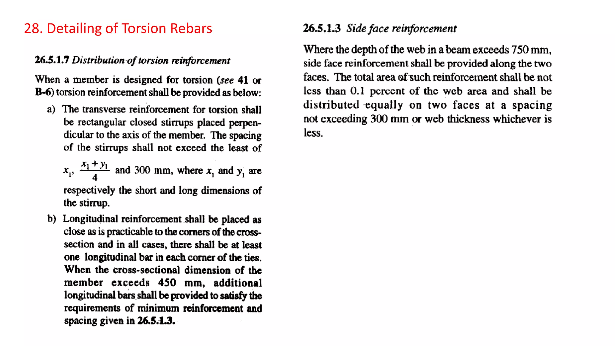 28. Detailing of Torsion Rebars
 