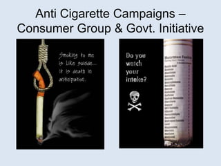 Anti Cigarette Campaigns –
Consumer Group & Govt. Initiative
 