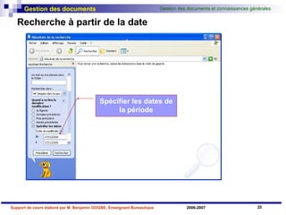 Recherche à partir de la date Spécifier les dates de la période 