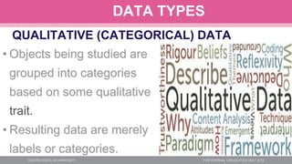 DATA TYPES
QUALITATIVE (CATEGORICAL) DATA
 