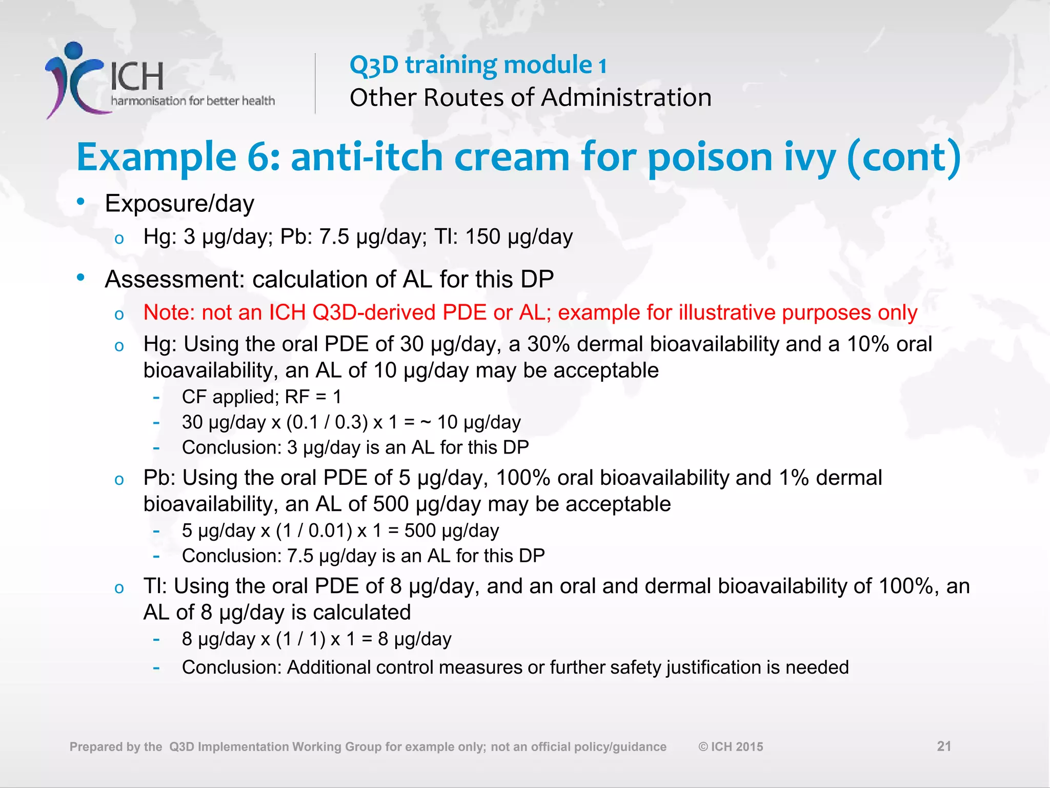 Module 1 developing acceptable levels for other routes of ...