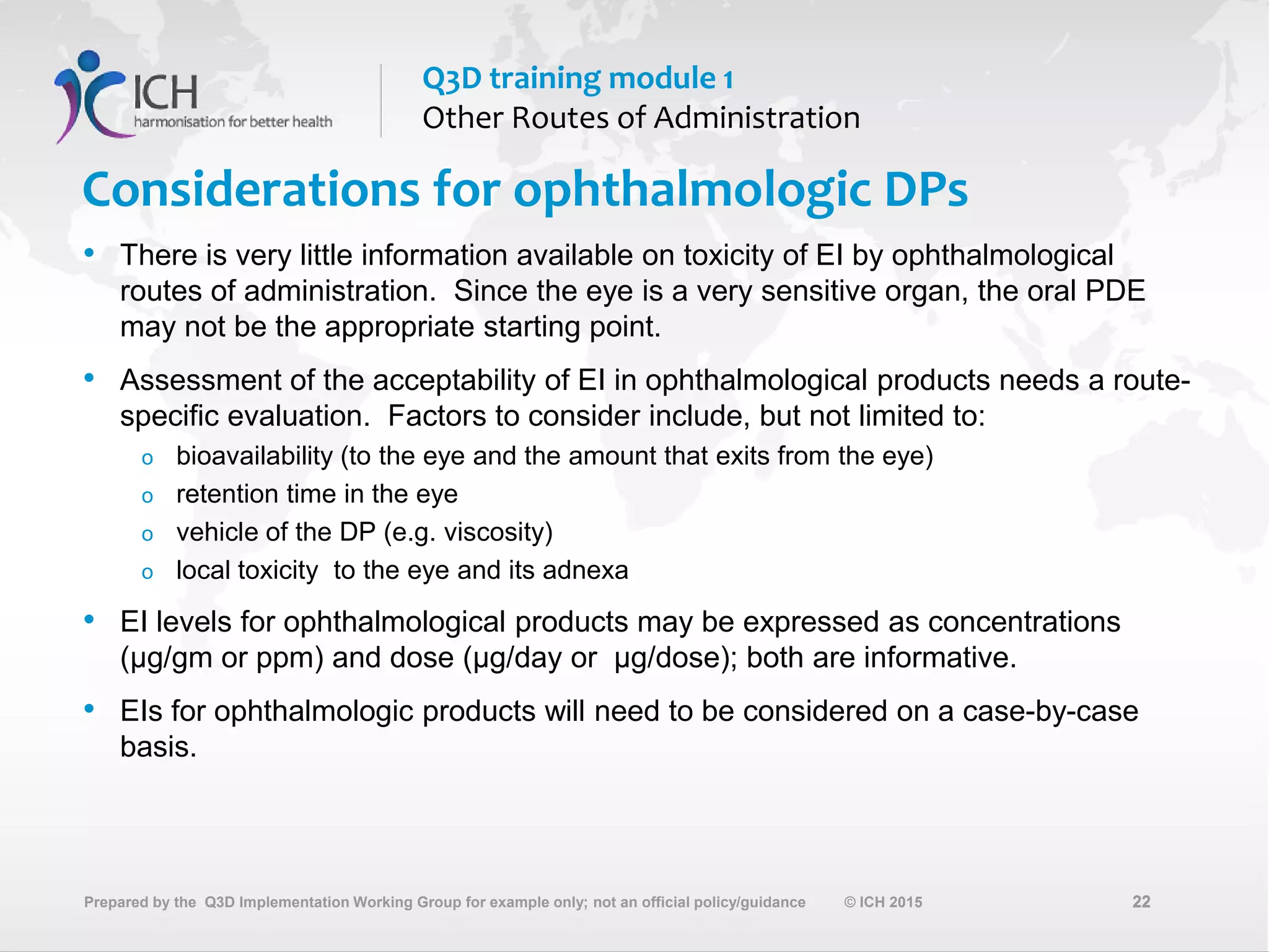 Module 1 developing acceptable levels for other routes of ...
