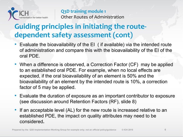 Module 1 developing acceptable levels for other routes of ...