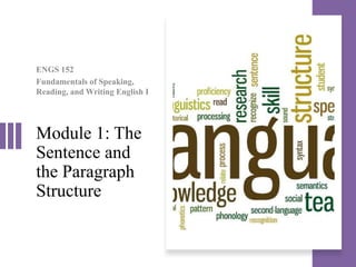 Module 1: The
Sentence and
the Paragraph
Structure
ENGS 152
Fundamentals of Speaking,
Reading, and Writing English I
 