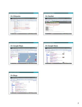 2
Introduction to Information Retrieval
7
On Wikipedia
Introduction to Information Retrieval
8
On GeoNet
Introduction to Information Retrieval
9
On Google Maps
Introduction to Information Retrieval
10
On Google News
Introduction to Information Retrieval
11
On Blogs
 