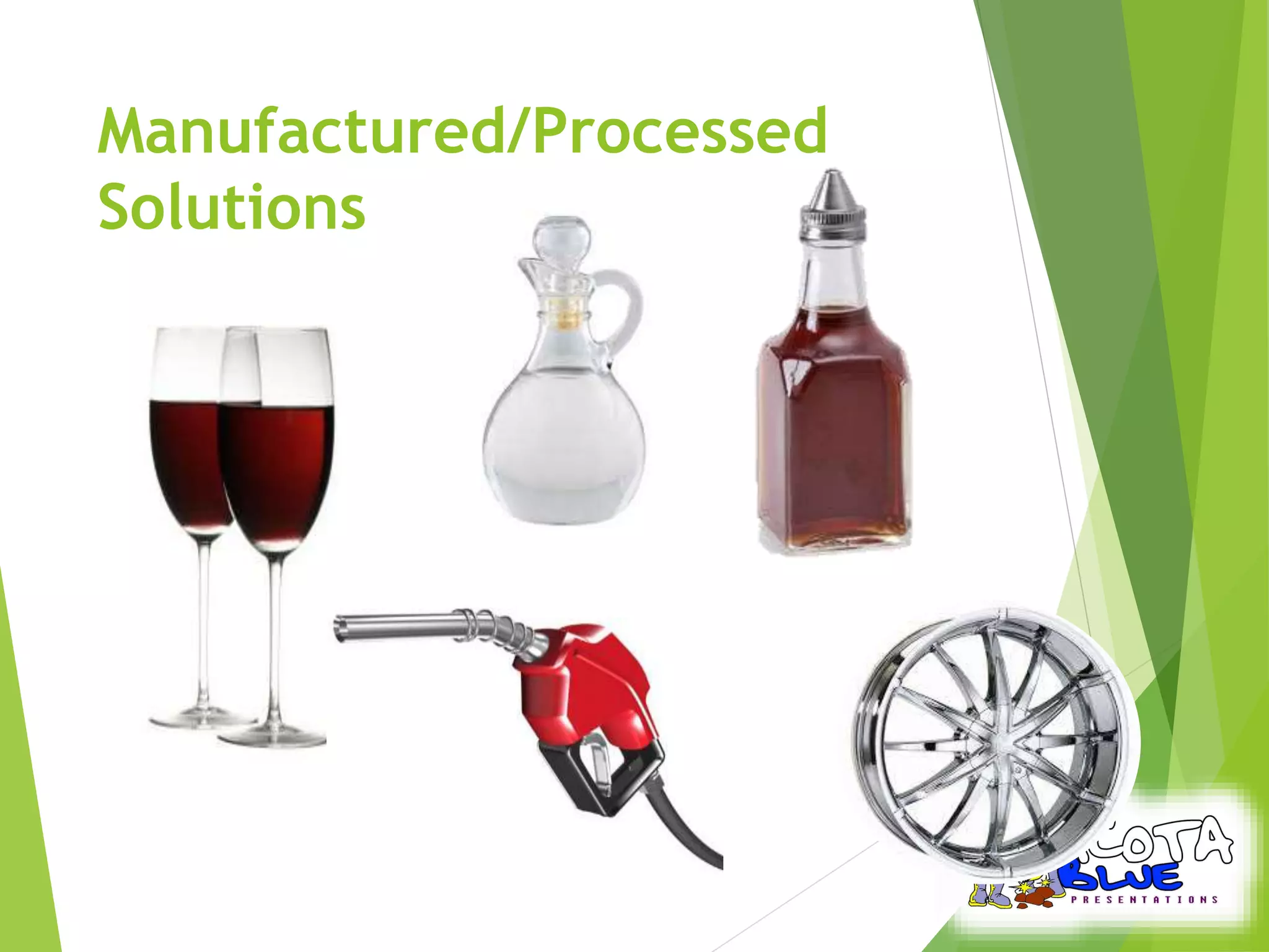 Manufactured/Processed 
Solutions 
 