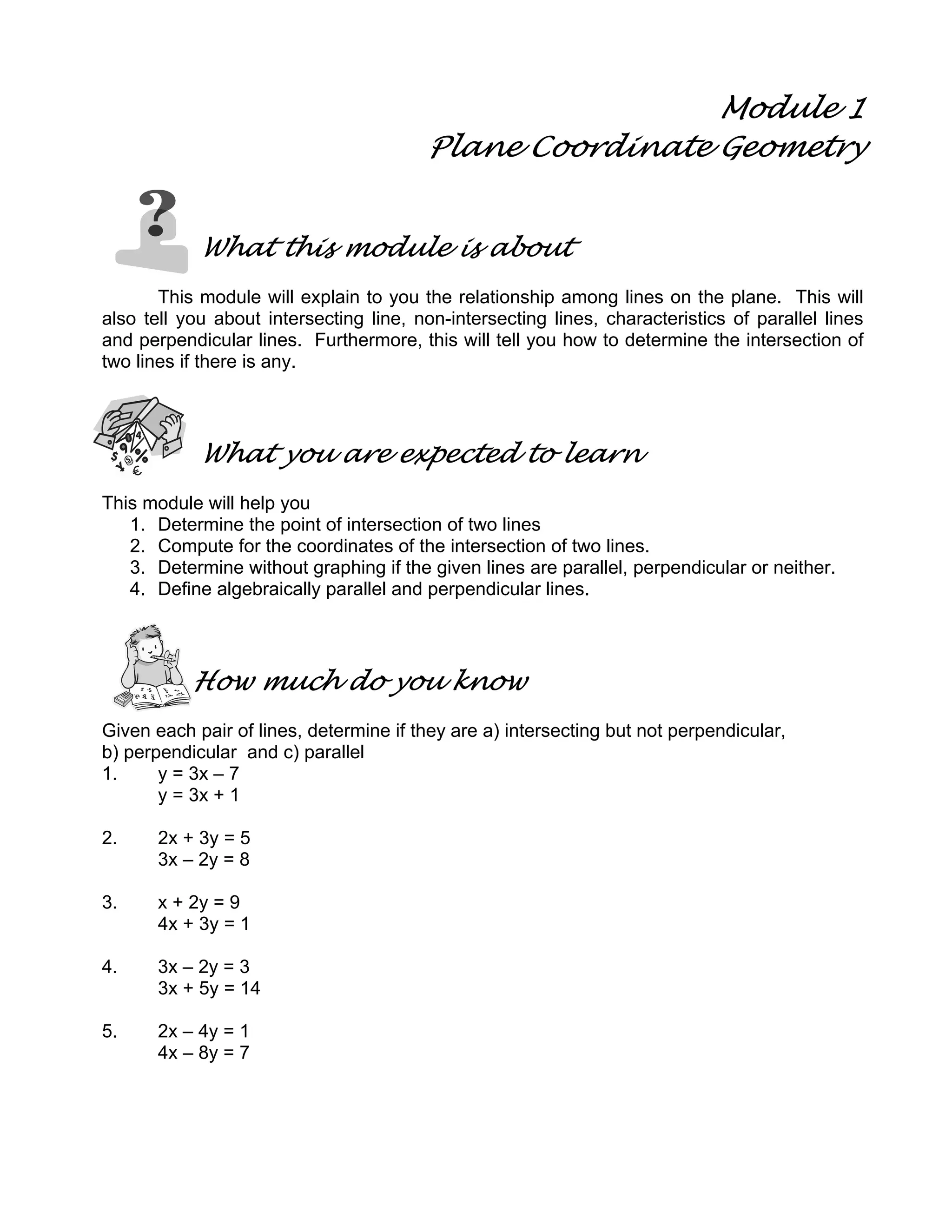 Module 1 plane coordinate geometry | PDF