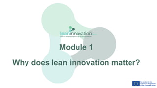 Module 1
Why does lean innovation matter?
 