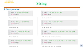 String
AI VIETNAM
All-in-One Course
36
 String creation
 