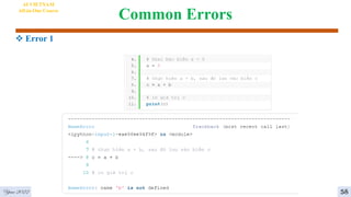 Common Errors
 Error 1
AI VIETNAM
All-in-One Course
58
Year 2022
 