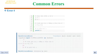 Common Errors
 Error 4
AI VIETNAM
All-in-One Course
61
Year 2022
 
