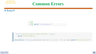 Common Errors
 Error 9
AI VIETNAM
All-in-One Course
66
Year 2022
 
