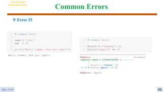 Common Errors
 Error 25
AI VIETNAM
All-in-One Course
Year 2022 82
 