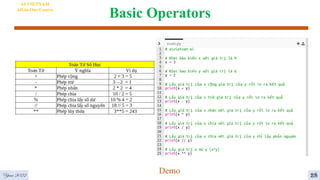 Basic Operators
AI VIETNAM
All-in-One Course
4
Demo 28
Year 2022
 