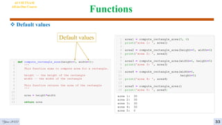 Functions
 Default values
4
AI VIETNAM
All-in-One Course
Default values
33
Year 2022
 