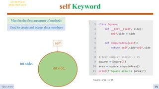 self Keyword
Year 2022
self
int side;
int side;
Must be the first argument of methods
Used to create and access data members
AI VIETNAM
All-in-One Course
14
 