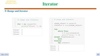 Iterator
4
17
AI VIETNAM
All-in-One Course
Year 2022
 Range and Iterator
 