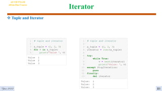Iterator
4
21
AI VIETNAM
All-in-One Course
 Tuple and Iterator
Year 2022
 