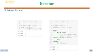 Iterator
4
25
AI VIETNAM
All-in-One Course
Year 2022
 Set and Iterator
 