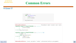 Common Errors
 Error 17
AI VIETNAM
All-in-One Course
92
Year 2022
 