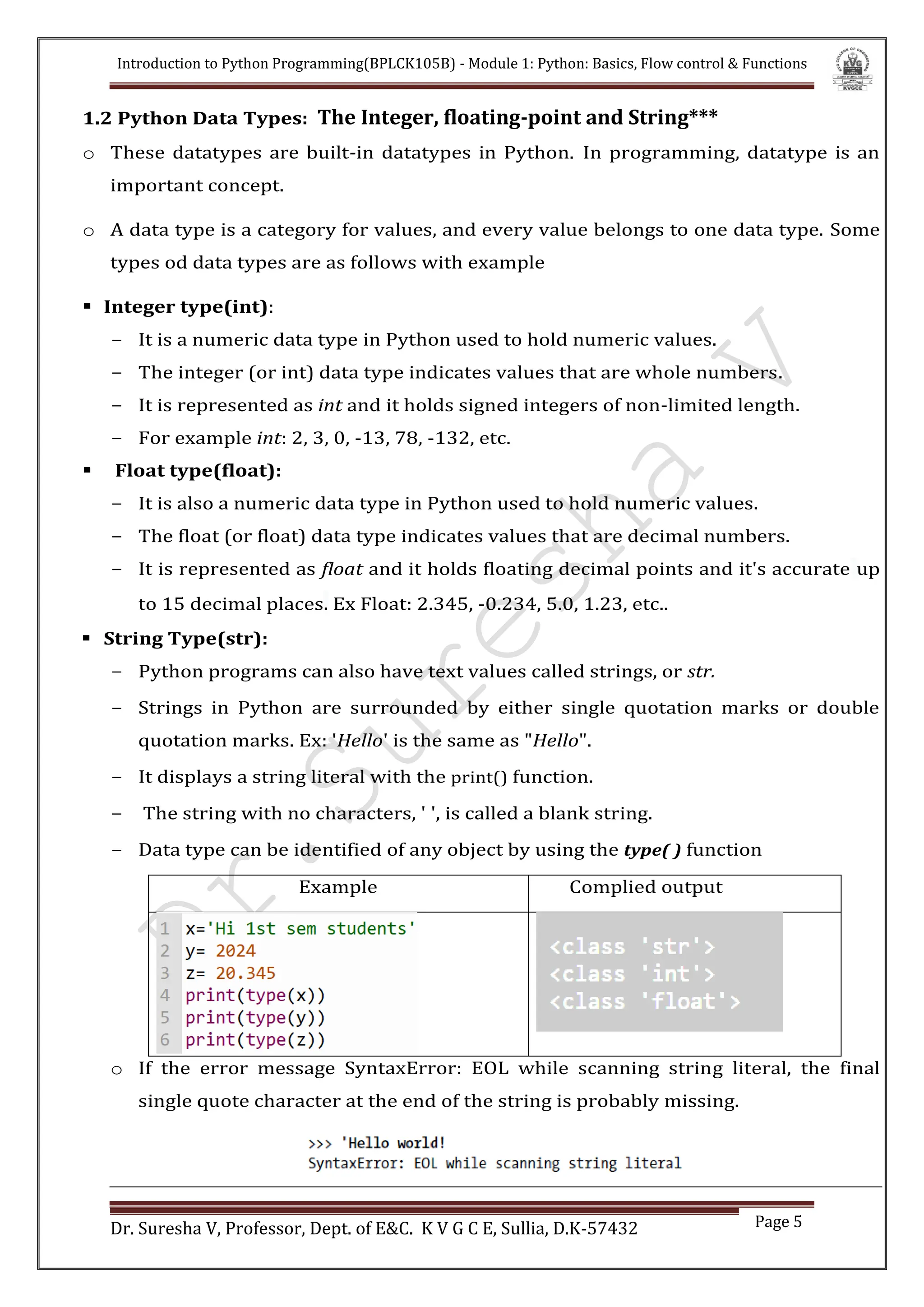 Module 1-Python prog.-BPLCK105B by Dr.SV.pdf | Programming Languages ...