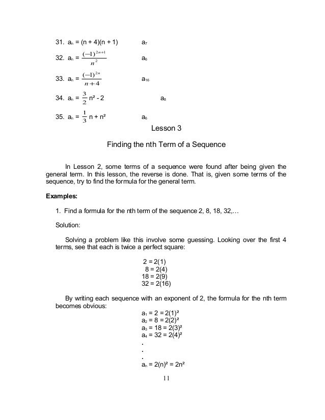 Grade 10 Math Module 1 Searching For Patterns Sequence And Series
