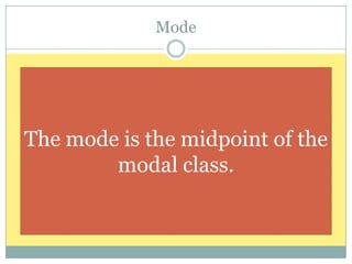 Modal Point Gcse MEASURES OF CENTRAL TENDENCY AND VARIABILITY | PPTX