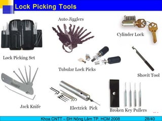 Khoa CNTT – ĐH Nông Lâm TP. HCM 2008 28/40
Lock Picking Tools
 