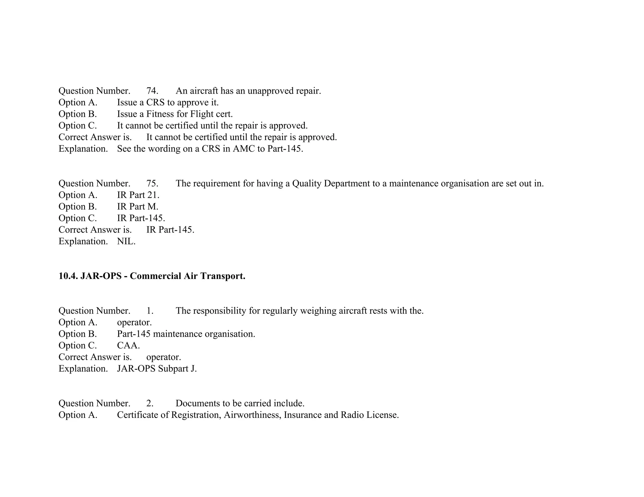 EASA Part-66 Module10 mcq's | PDF
