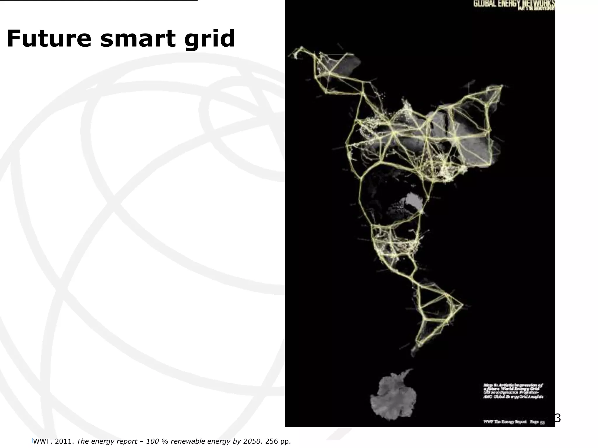 53 
Future smart grid 
[WWF. 2011. The energy report – 100 % renewable energy by 2050. 256 pp. 
 