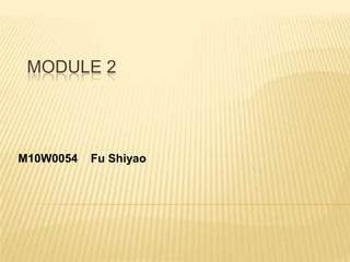 Module 2 M10W0054    Fu Shiyao 