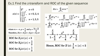 Ex.1 Find the z-transform and ROC of the given sequence
 