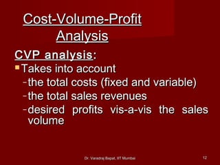 Cost volume profit analysis. | PPT