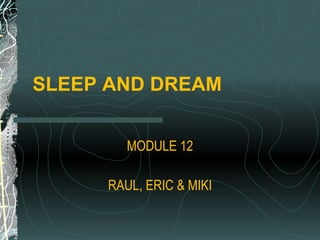 SLEEP AND DREAM MODULE 12 RAUL, ERIC & MIKI 