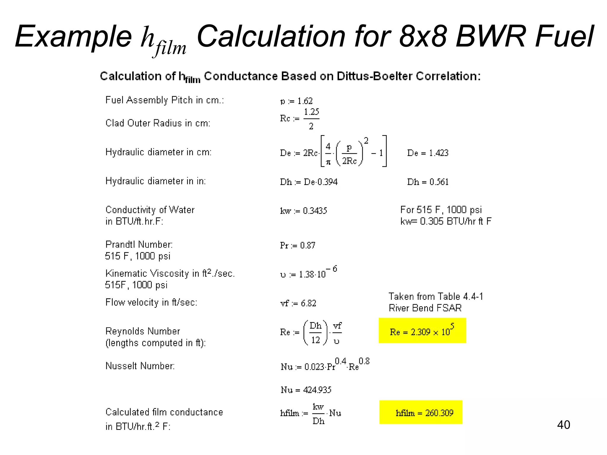 Example hfilm Calculation for 8x8 BWR Fuel




                                       40
 
