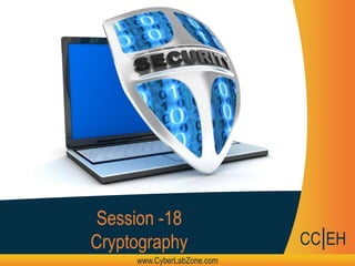 Title of the Presentation
SUBTITLE OF THE PRESENTATION
Session -18
Cryptography
www.CyberLabZone.com
CC|EH
 