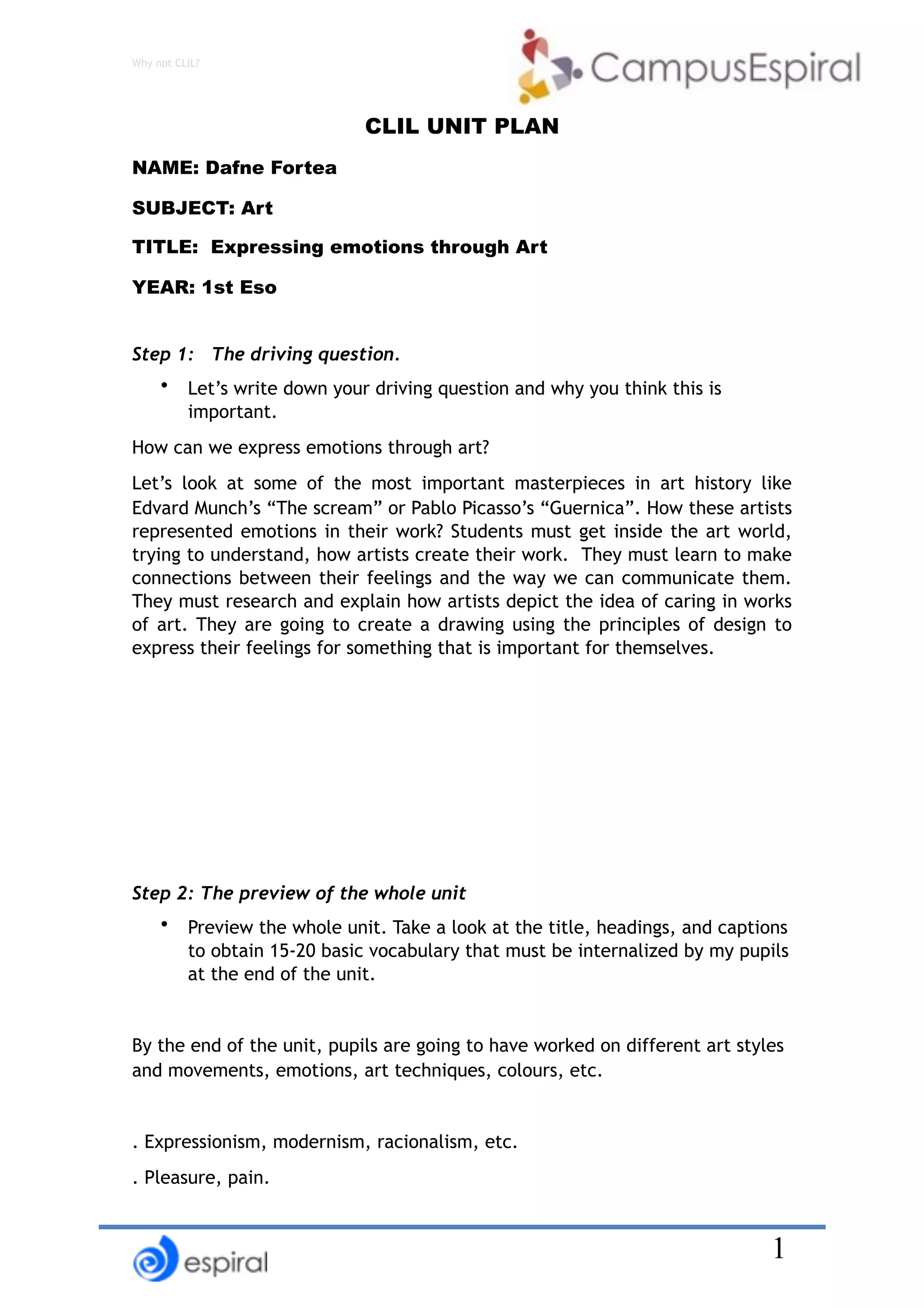 Module 1 activity clil unit plan template dafne fortea | PDF