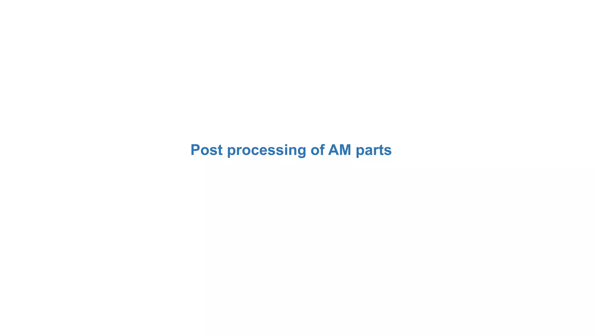 Post processing of AM parts
 