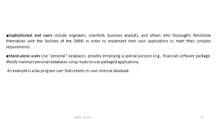 Dbms Module 1 MODULE 1 Chapter 1- DBMS.pptx Complete ppt on dbms first module chapter ...